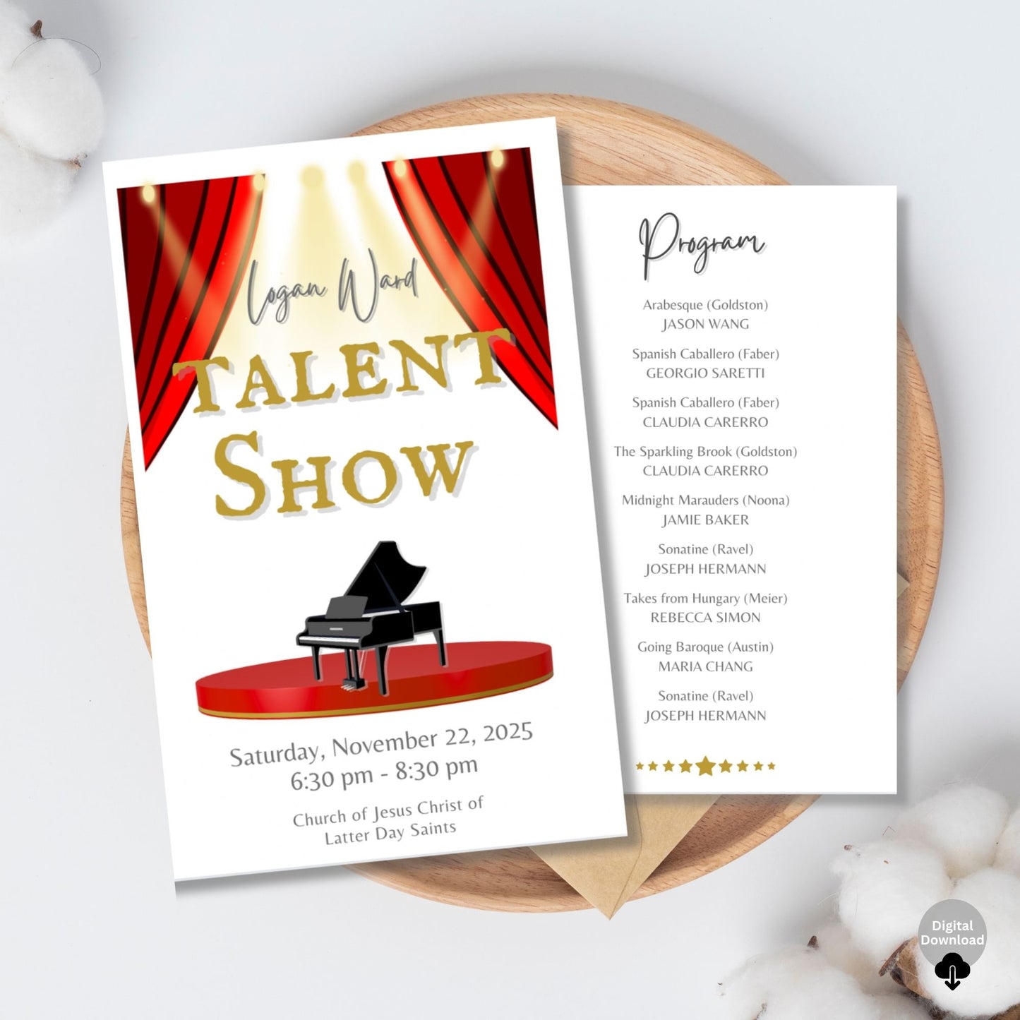 Editable LDS Talent Show Program Template | Canva Printable