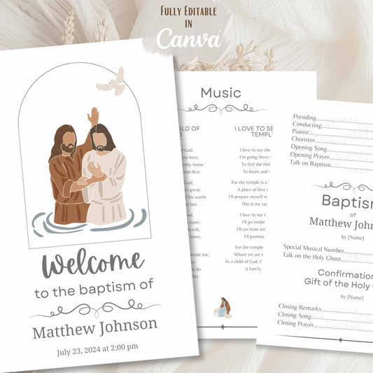 Editable inside of LDS baptism program – music, talks, and confirmation layout
