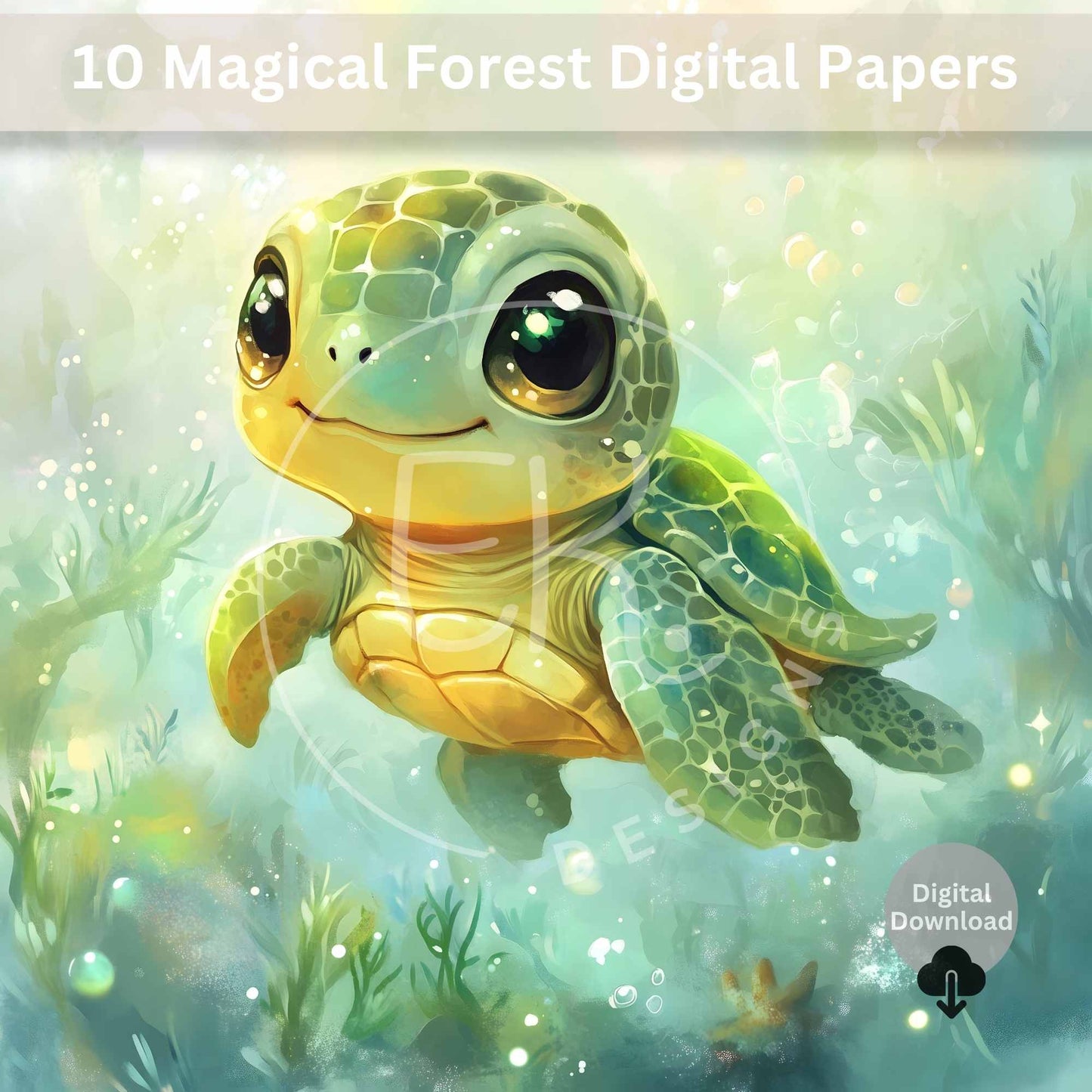 Watercolor Sea Turtle Clipart Set β 17 Cute Whimsical JPEGs for Sublimation & Crafts β Faith - Based Printable by Digital Kim Designs