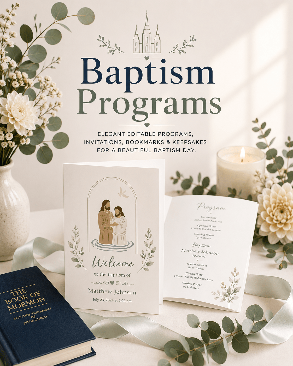 LDS Baptism Programs & Invites – Digital Kim Designs