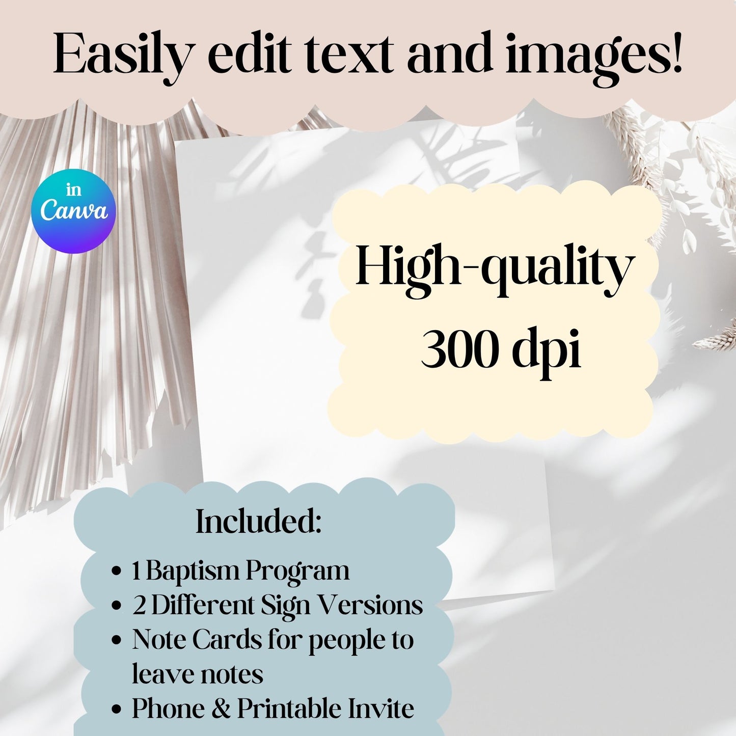 LDS Baptism Program Kit | Invitation, Program, Sign & Guest Note Cards