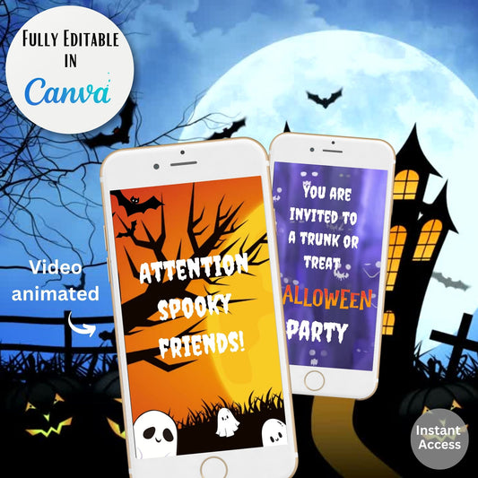 Animated Halloween Party Invitation – Editable Canva Video Invite | MP4