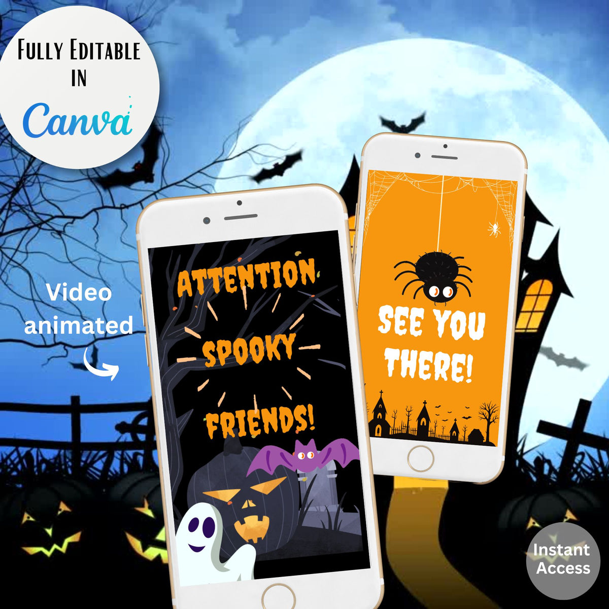 Kids Halloween Costume Party Video Invitation – Editable Canva Animated Evite