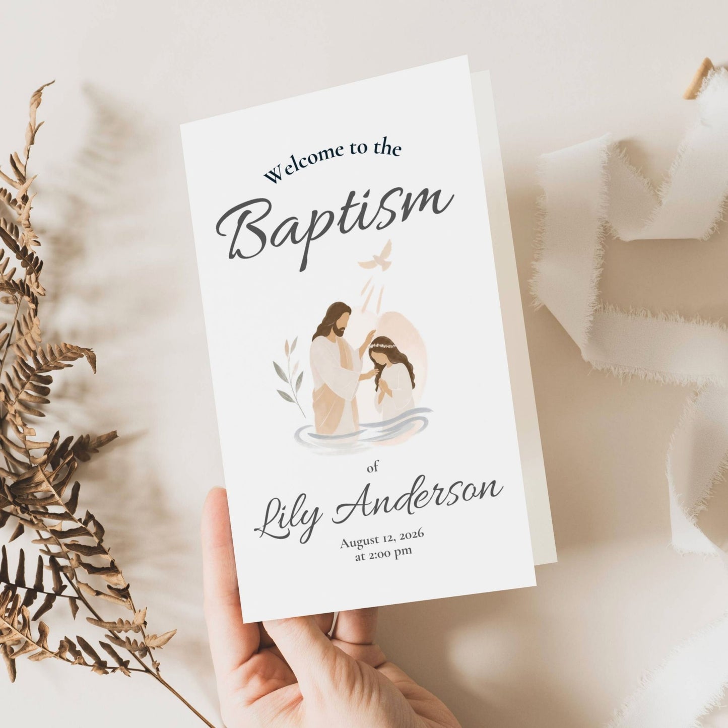Editable LDS Baptism Program Template for Girls | Canva Printable