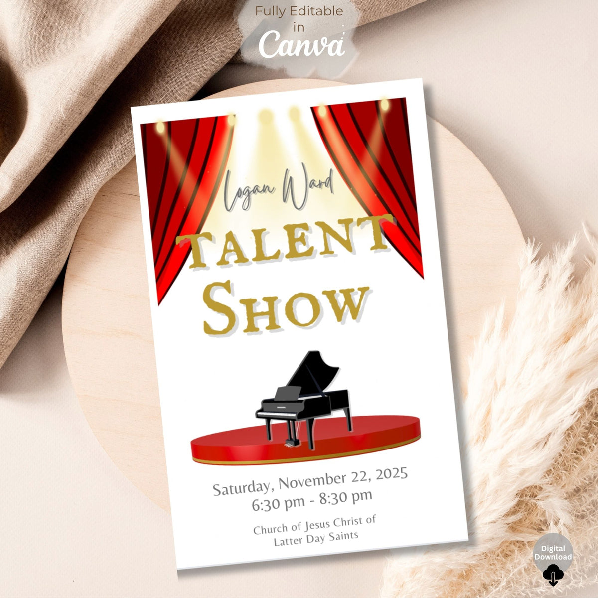 Editable LDS Talent Show Program Template | Canva Printable
