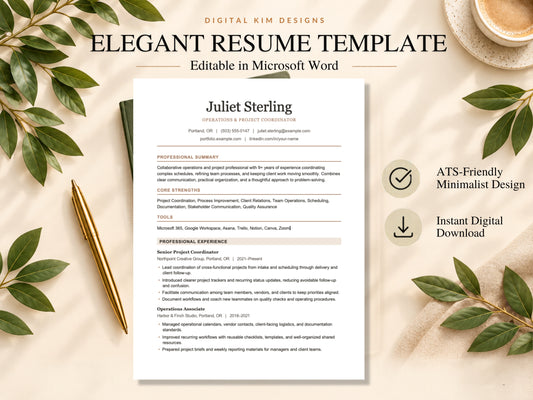 ATS-Friendly Resume Template for Word | 1 & 2 Page Resume Bundle
