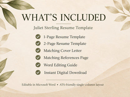 ATS-Friendly Resume Template for Word | 1 & 2 Page Resume Bundle
