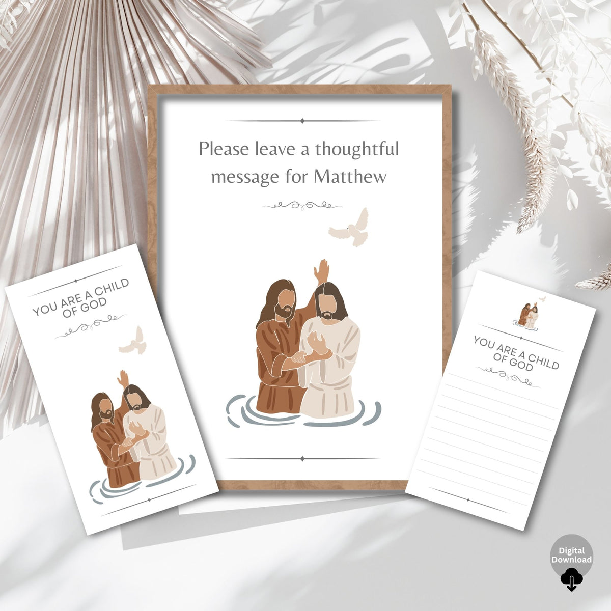 LDS Baptism Program Kit | Invitation, Program, Sign & Guest Note Cards