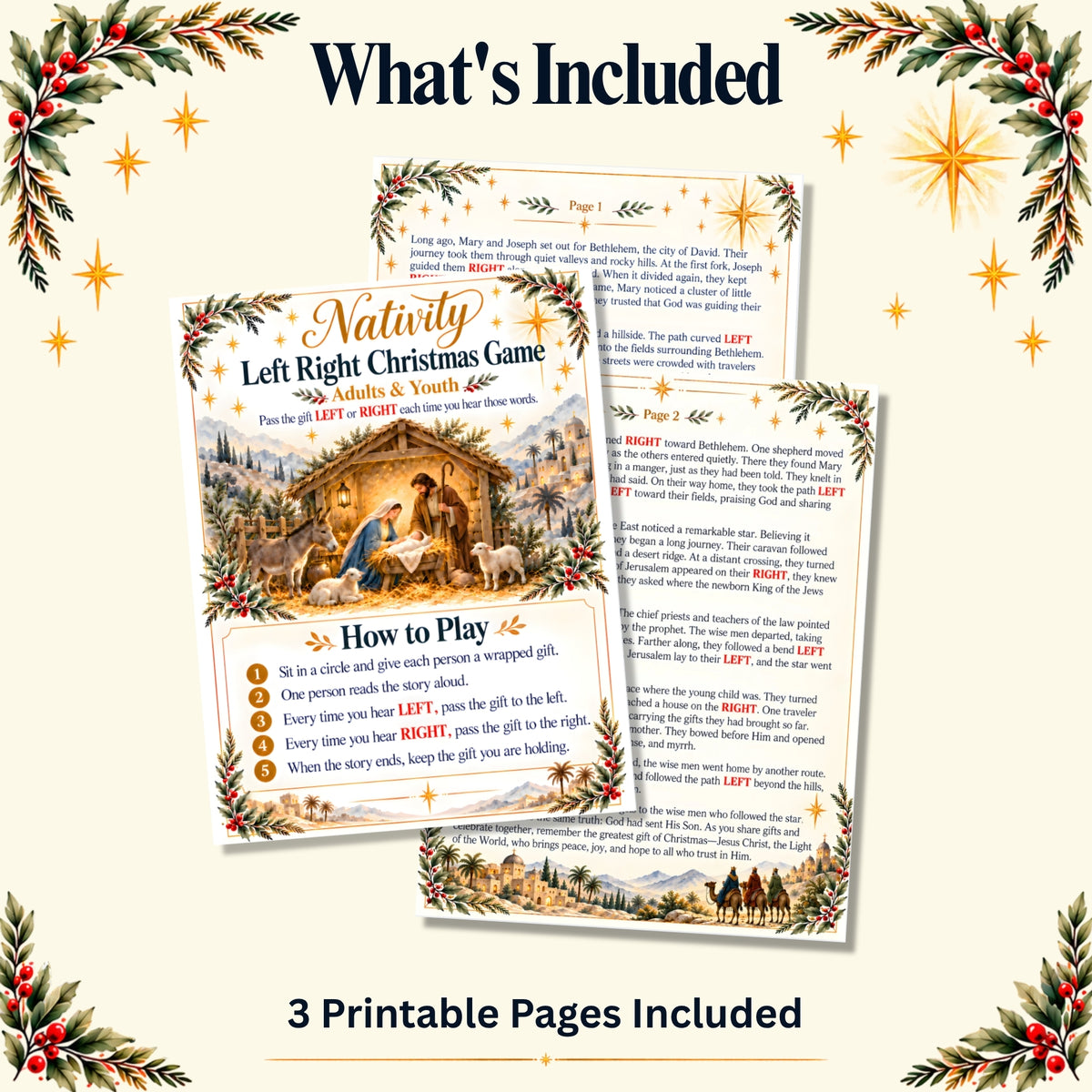 Nativity Left Right Game | Adults & Youth Christmas Gift Exchange