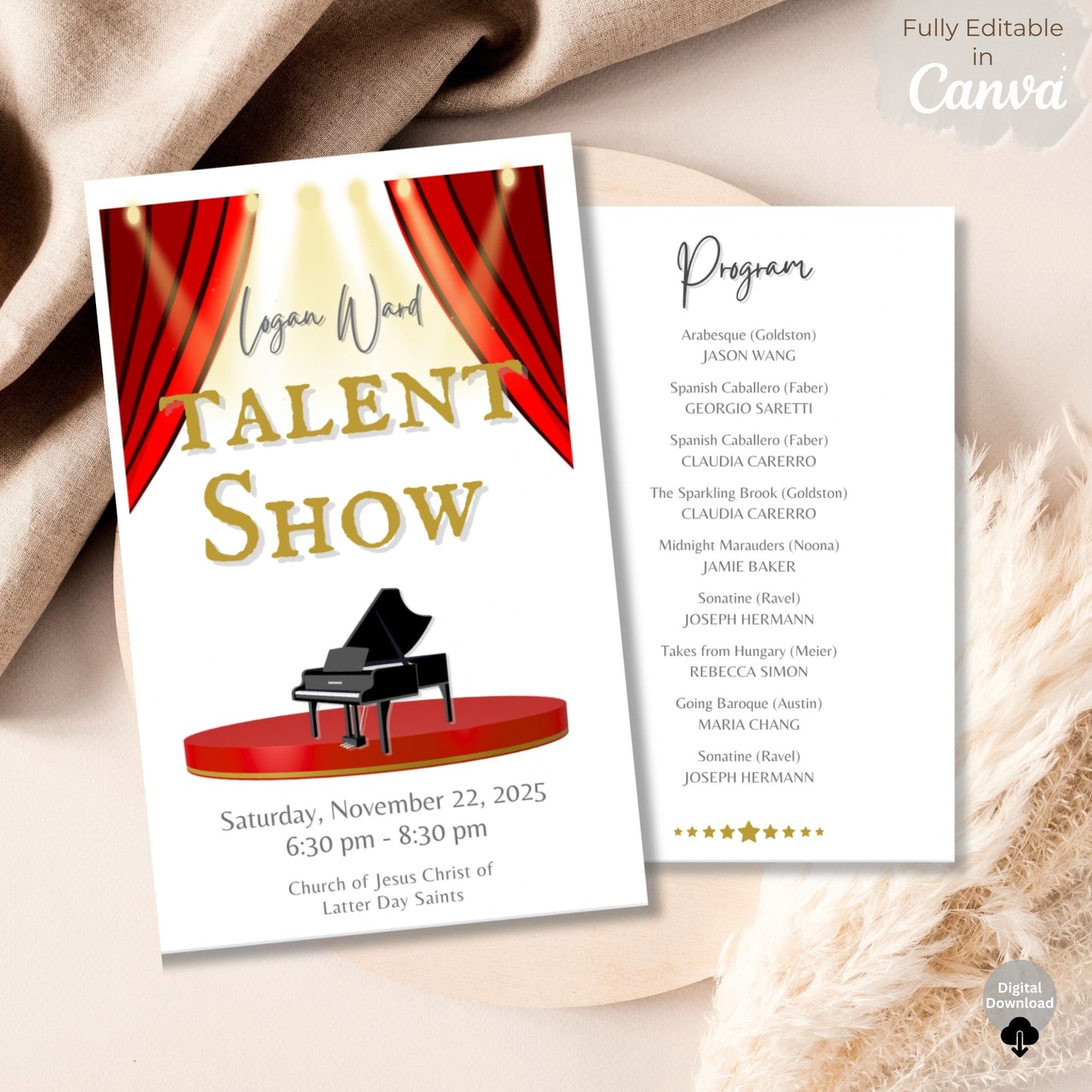 Editable LDS Talent Show Program Template | Canva Printable