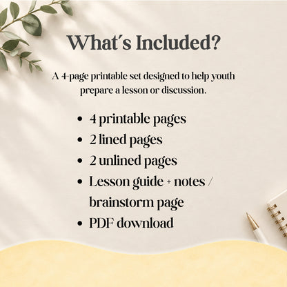 LDS Youth-Led Lesson Guide Printable