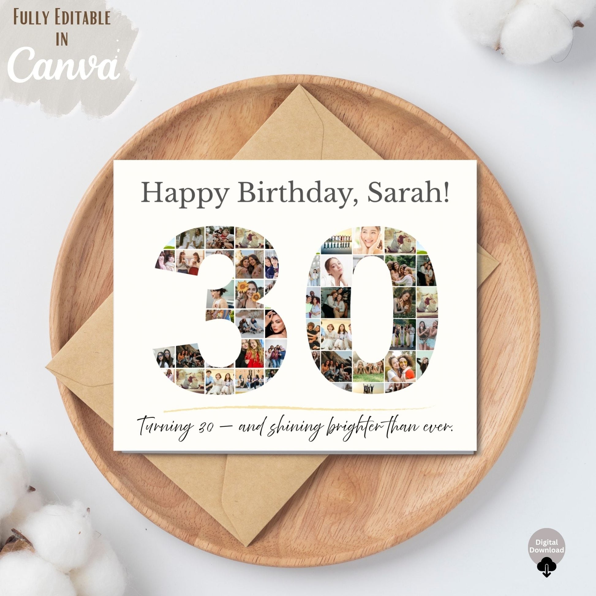 30th Birthday Collage | Editable Photo Gift | Custom Printable Wall Art | Digital Download – Digital Printable by Digital Kim Designs