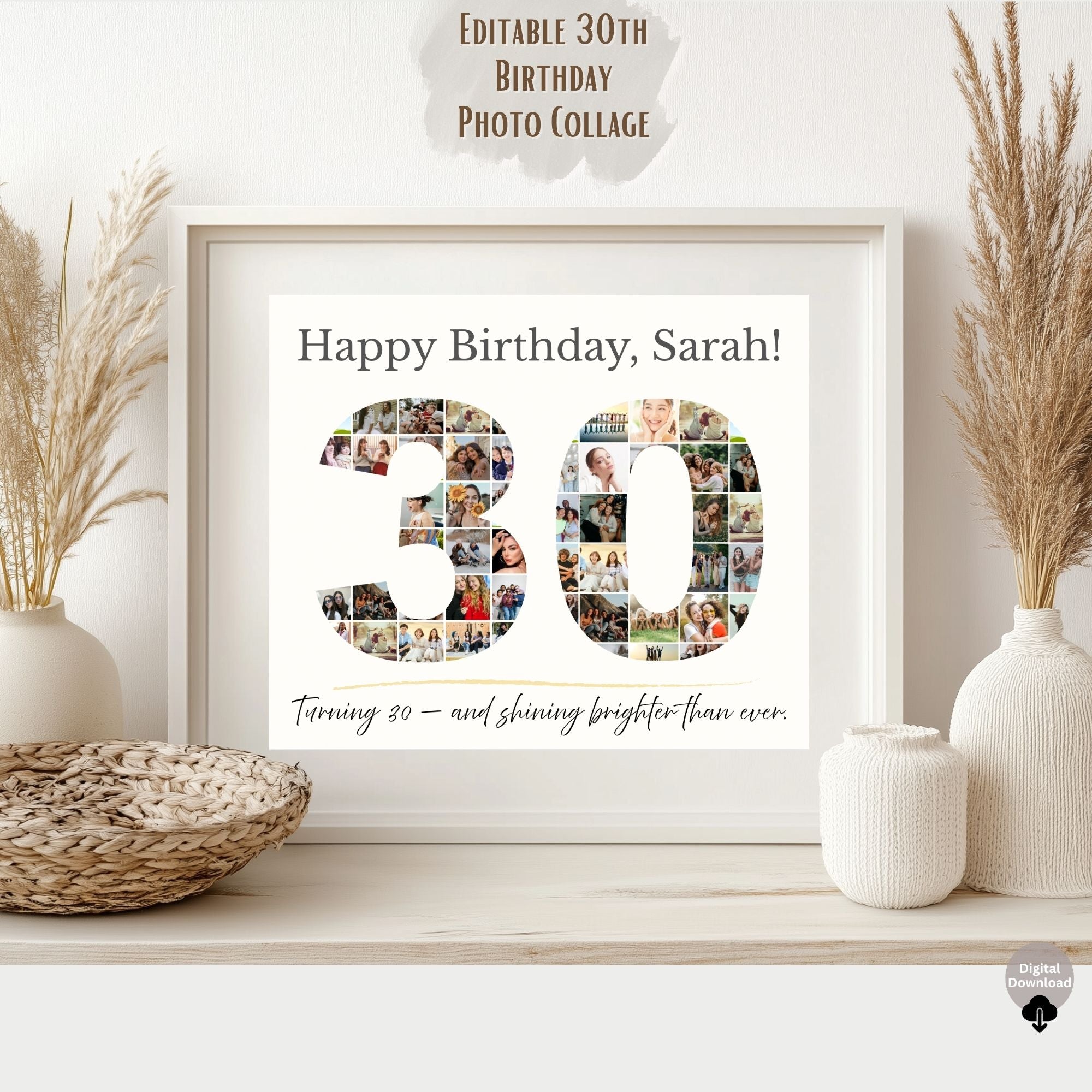30th Birthday Collage | Editable Photo Gift | Custom Printable Wall Art ...