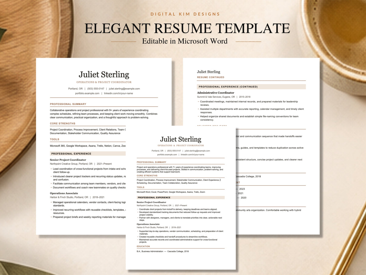 ATS-Friendly Resume Template for Word | 1 & 2 Page Resume Bundle