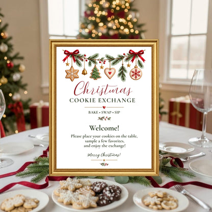 Christmas Cookie Exchange Sign | Editable Canva Printable