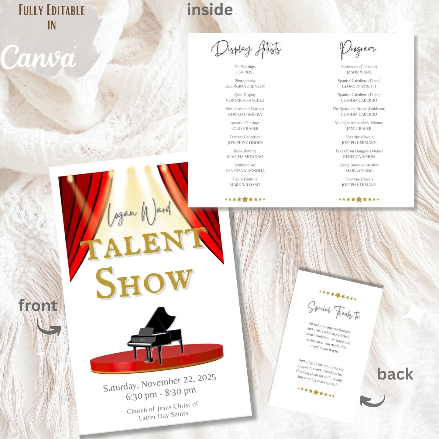 Editable LDS Talent Show Program Template | Canva Printable