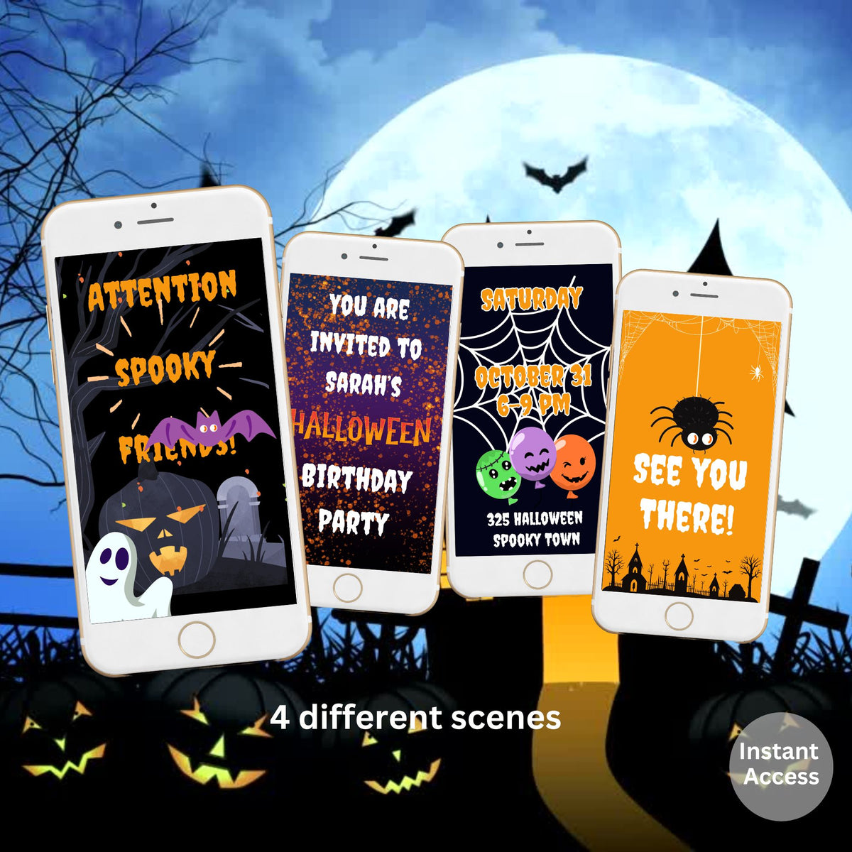 Kids Halloween Costume Party Video Invitation – Editable Canva Animated Evite