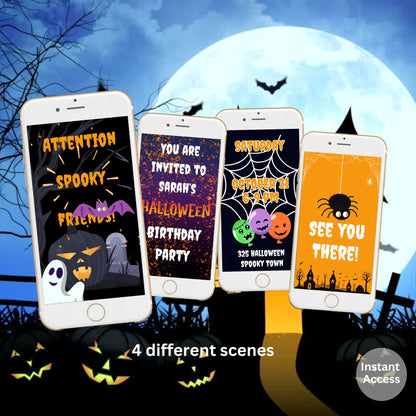 Kids Halloween Costume Party Video Invitation – Editable Canva Animated Evite