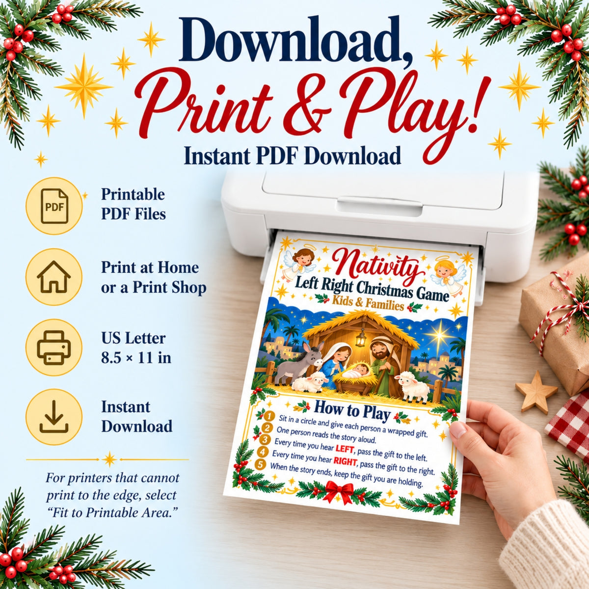Nativity Left Right Game | Kids & Families Christmas Gift Exchange