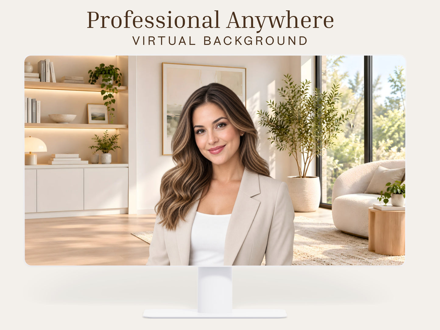 Soft Neutral Office Virtual Background – Professional Zoom, Teams & Google Meet Background