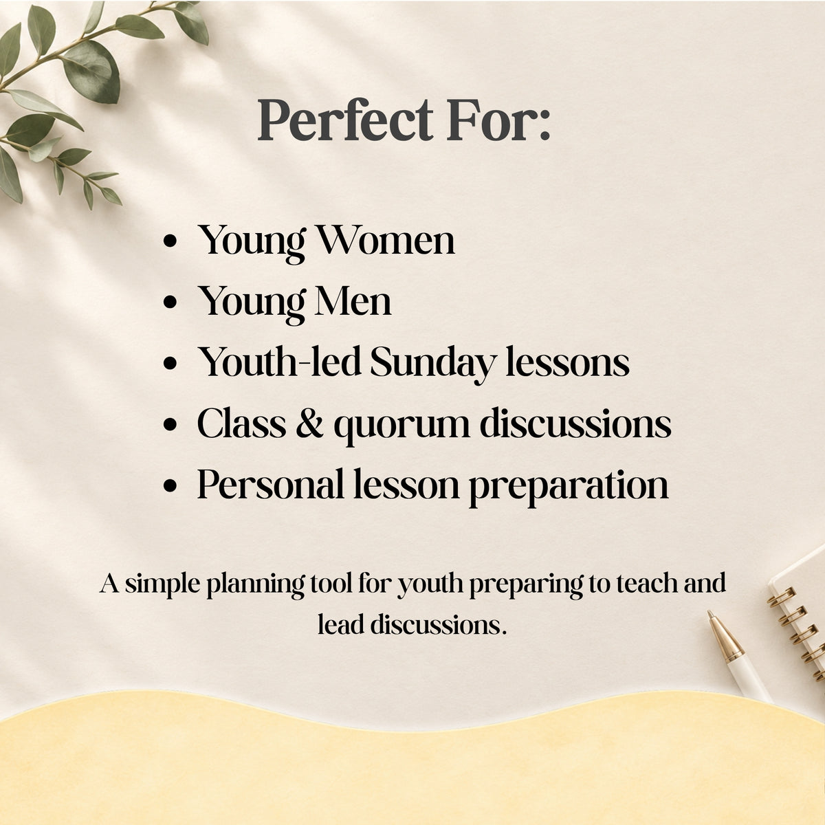 LDS Youth-Led Lesson Guide Printable