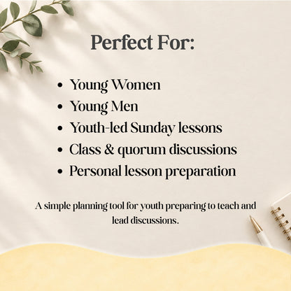 LDS Youth-Led Lesson Guide Printable