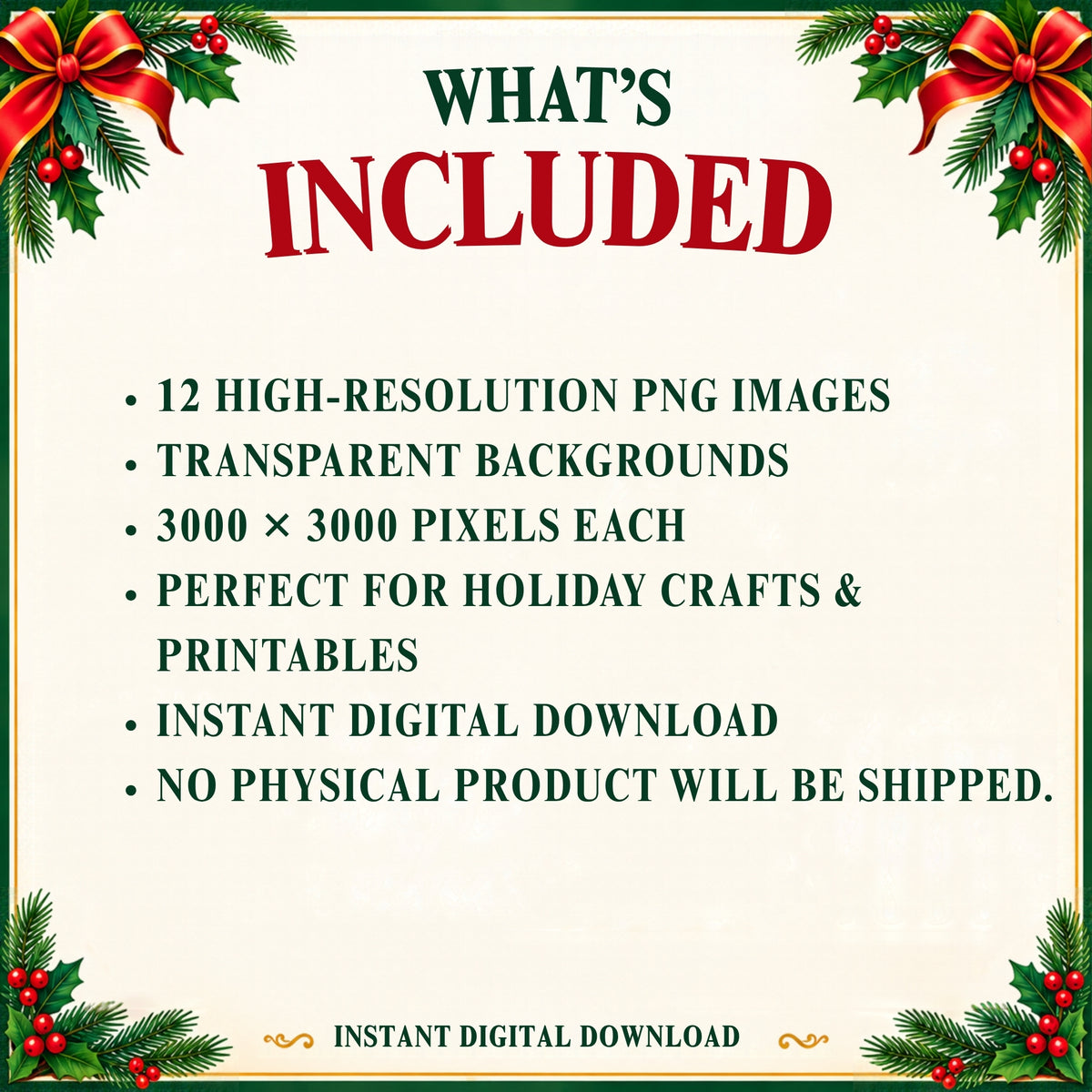 12 Days of Christmas Clipart – 12 Whimsical Transparent PNG Illustrations