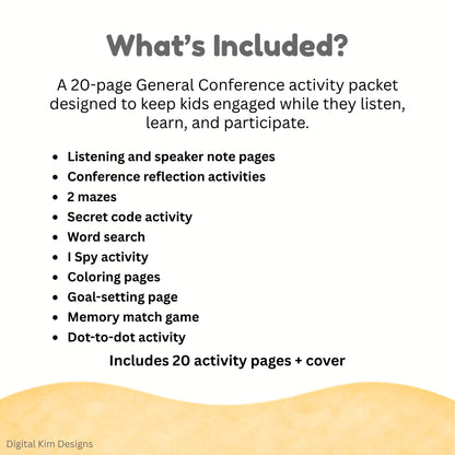 General Conference Activity Packet for Kids | October 2026 | 20 Printable LDS Primary Activities