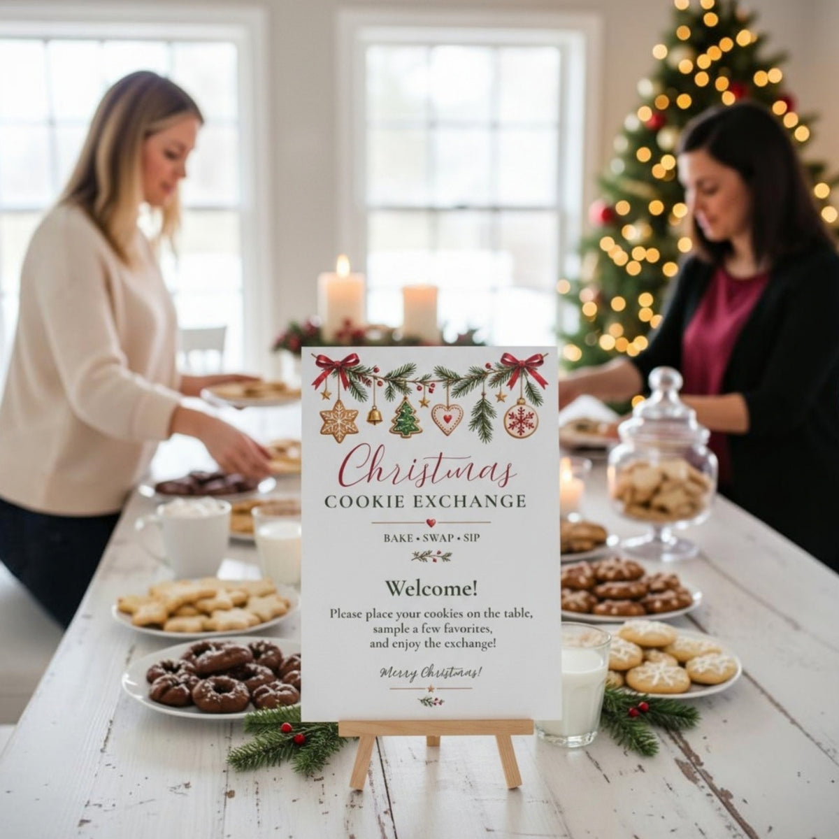 Christmas Cookie Exchange Sign | Editable Canva Printable
