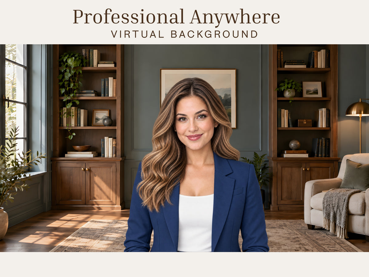 Executive Library Virtual Background – Professional Zoom, Teams & Google Meet Background