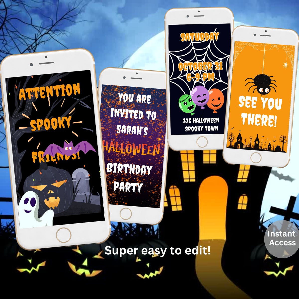 Kids Halloween Costume Party Video Invitation – Editable Canva Animated Evite