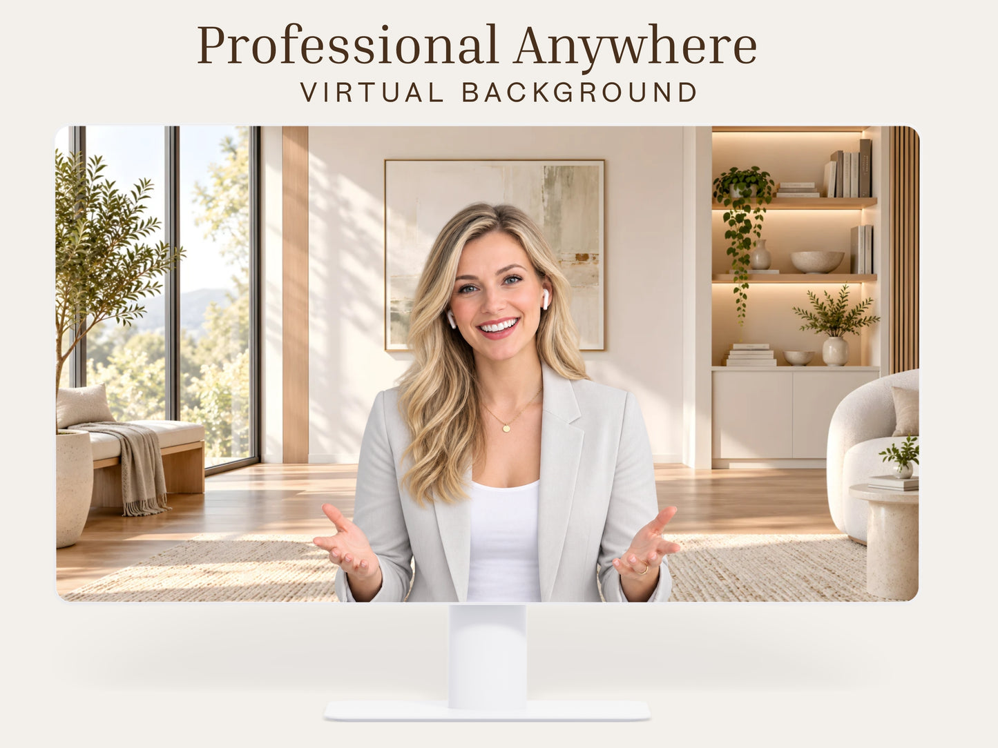 Bright Minimalist Virtual Background – Professional Zoom, Teams & Google Meet Background