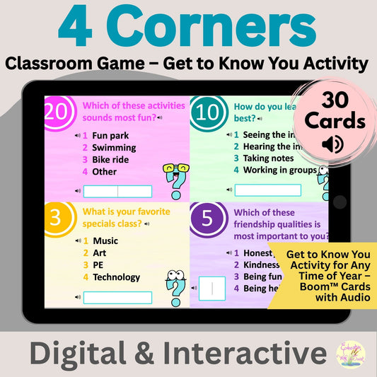4 Corners Get to Know You Game | All About Me Boom™ Cards | Back to School Icebreaker