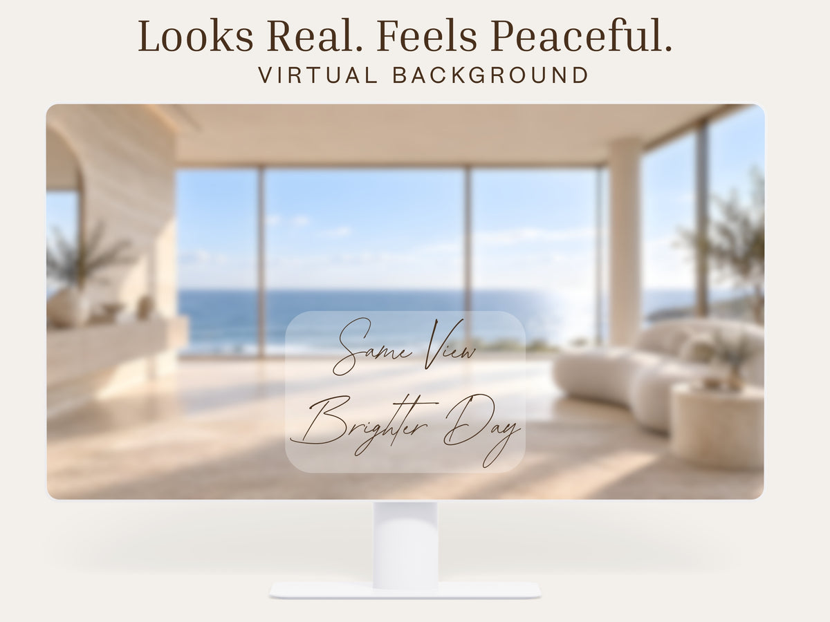 Ocean Minimalist Virtual Background Set – Blurred & Unblurred Zoom, Teams & Google Meet Backgrounds