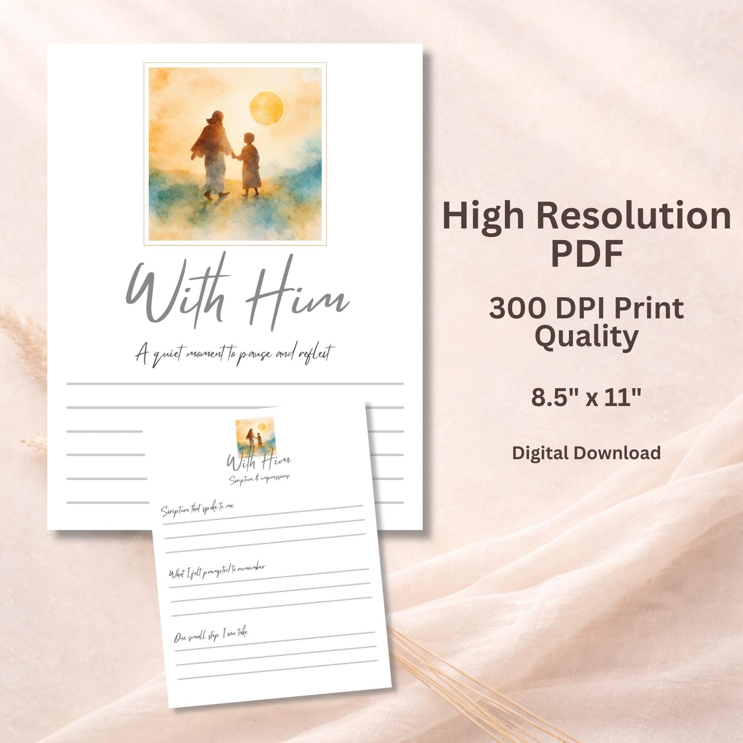 With Him LDS Reflection Journal Printable (5-Page Devotional PDF)