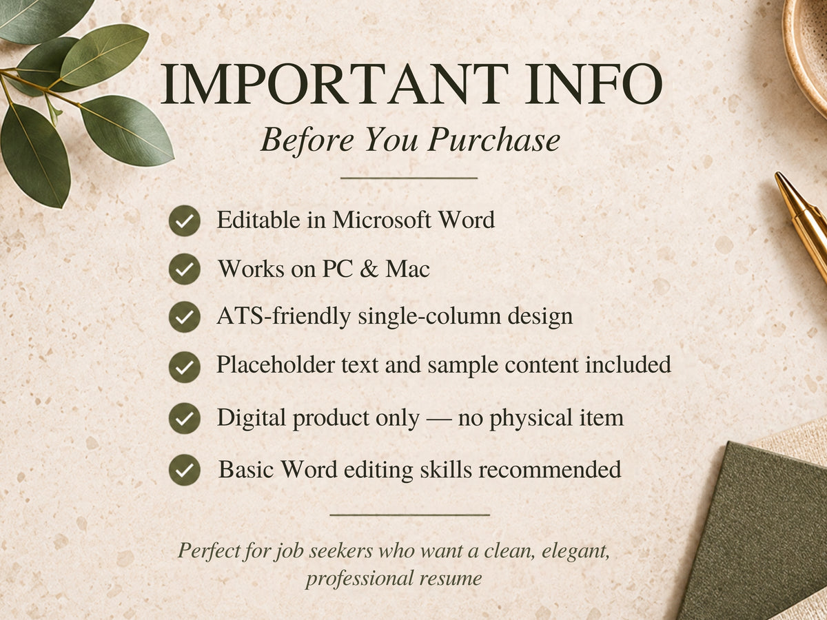 ATS-Friendly Resume Template for Word | 1 & 2 Page Resume Bundle