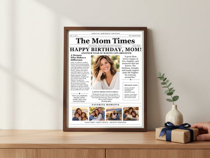 Birthday Newspaper Template for Mom | Editable Canva Gift