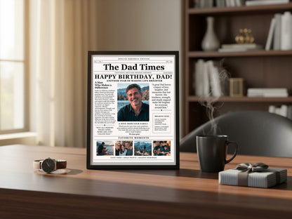 Birthday Newspaper Template for Dad | Editable Canva Gift