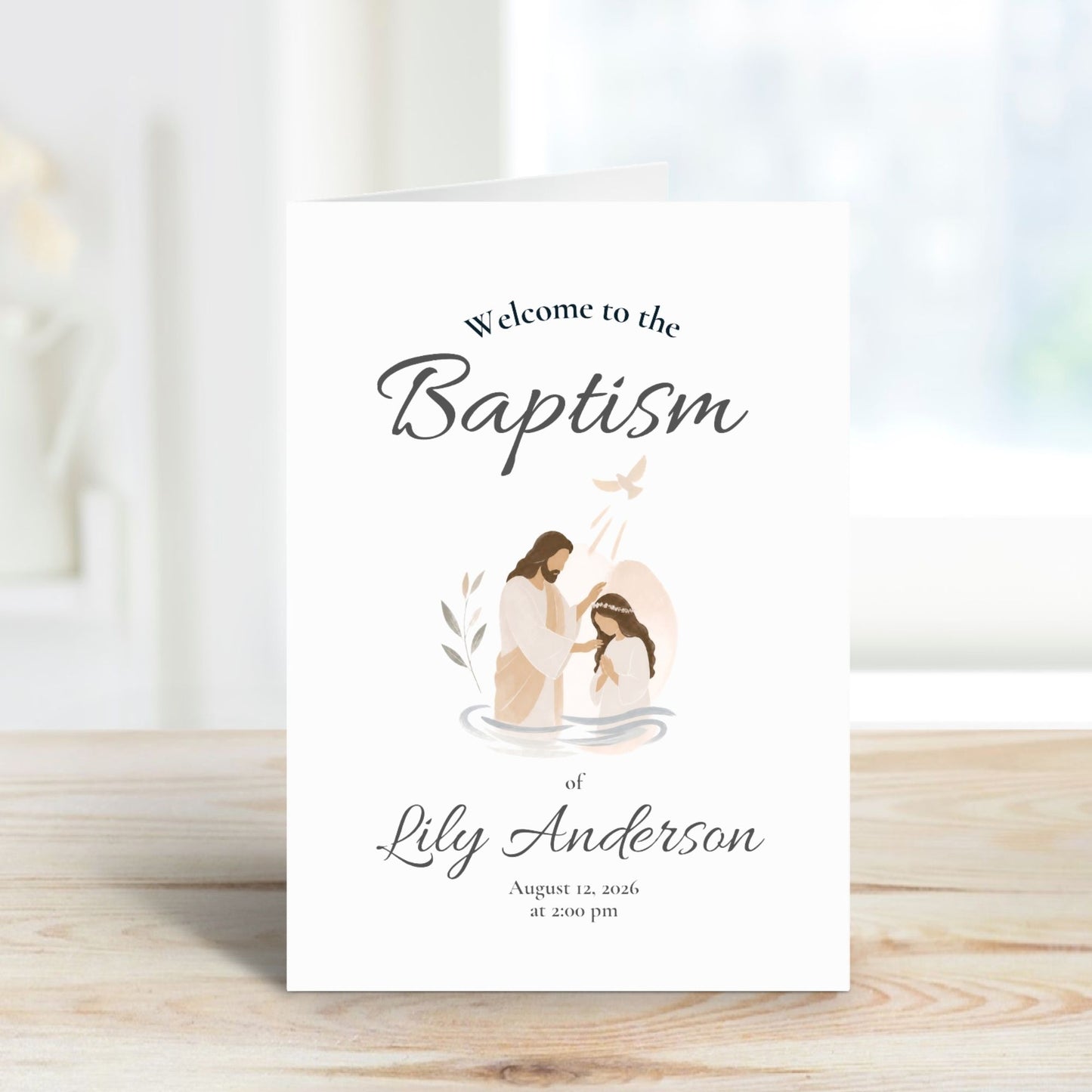 Editable LDS Baptism Program Template for Girls | Canva Printable