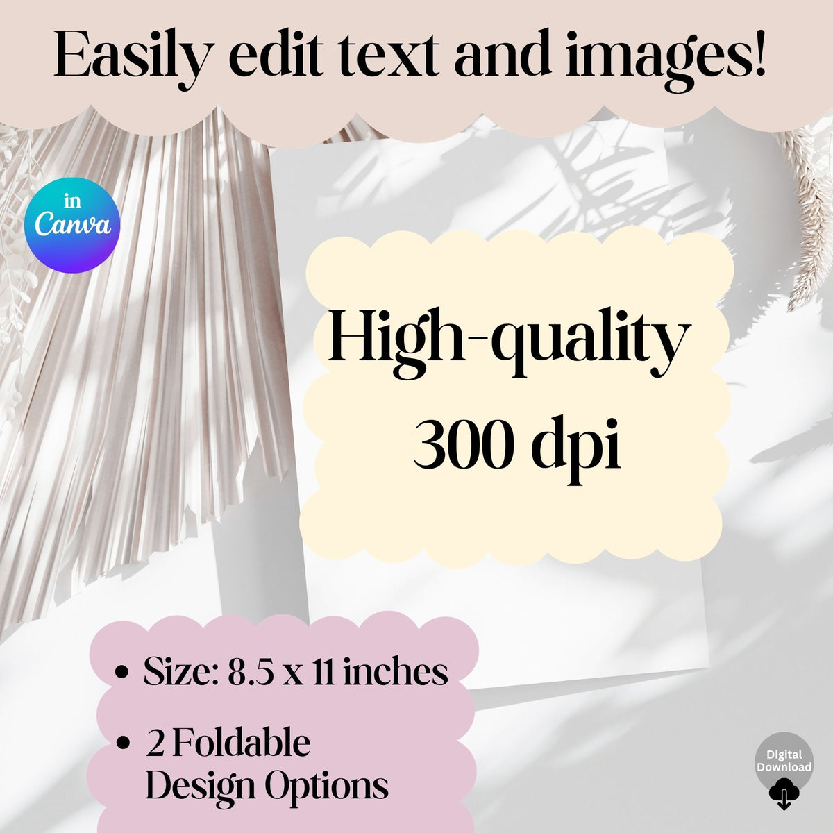 LDS Girl Baptism Program with Photo | Pink Gold Editable Canva Template