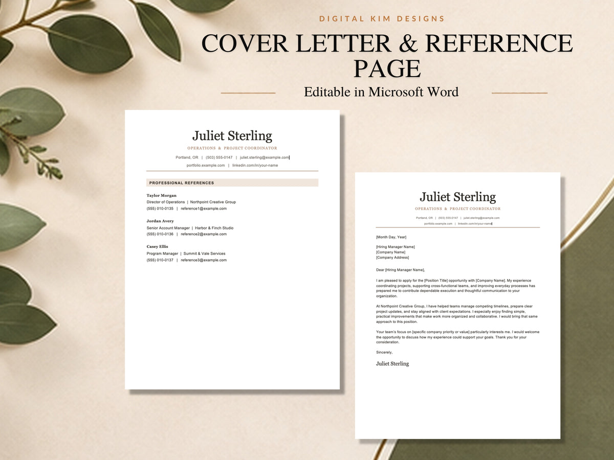 ATS-Friendly Resume Template for Word | 1 & 2 Page Resume Bundle