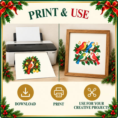 12 Days of Christmas Clipart – 12 Whimsical Transparent PNG Illustrations