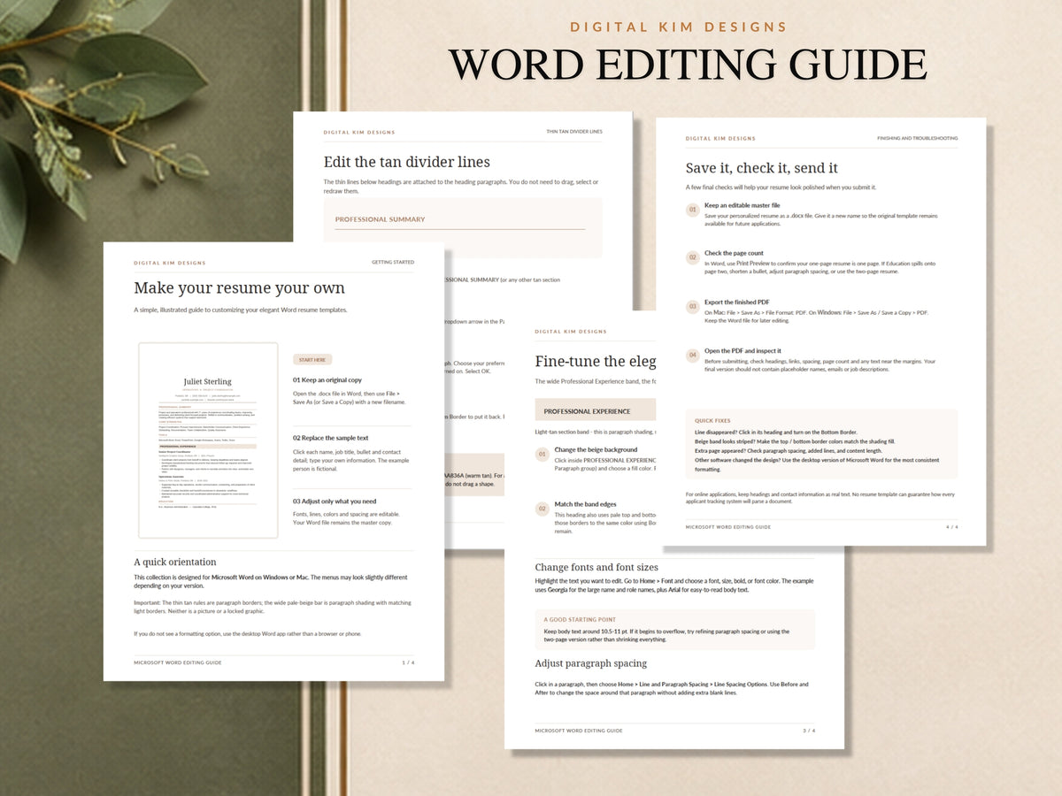 ATS-Friendly Resume Template for Word | 1 & 2 Page Resume Bundle