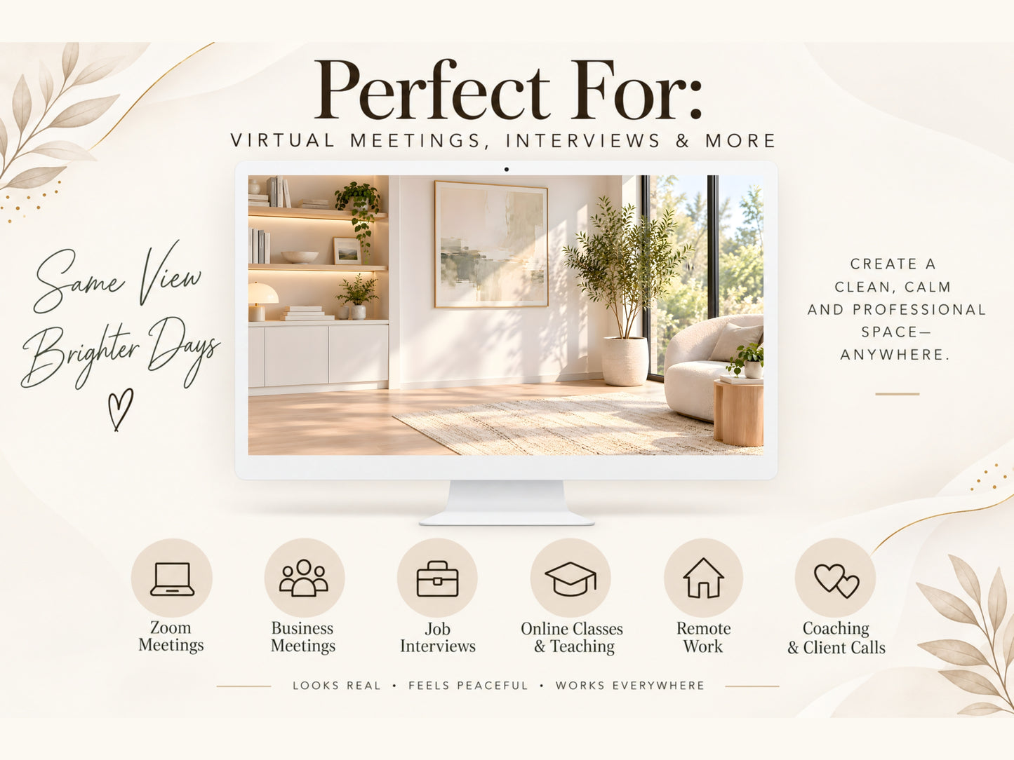 Soft Neutral Office Virtual Background – Professional Zoom, Teams & Google Meet Background