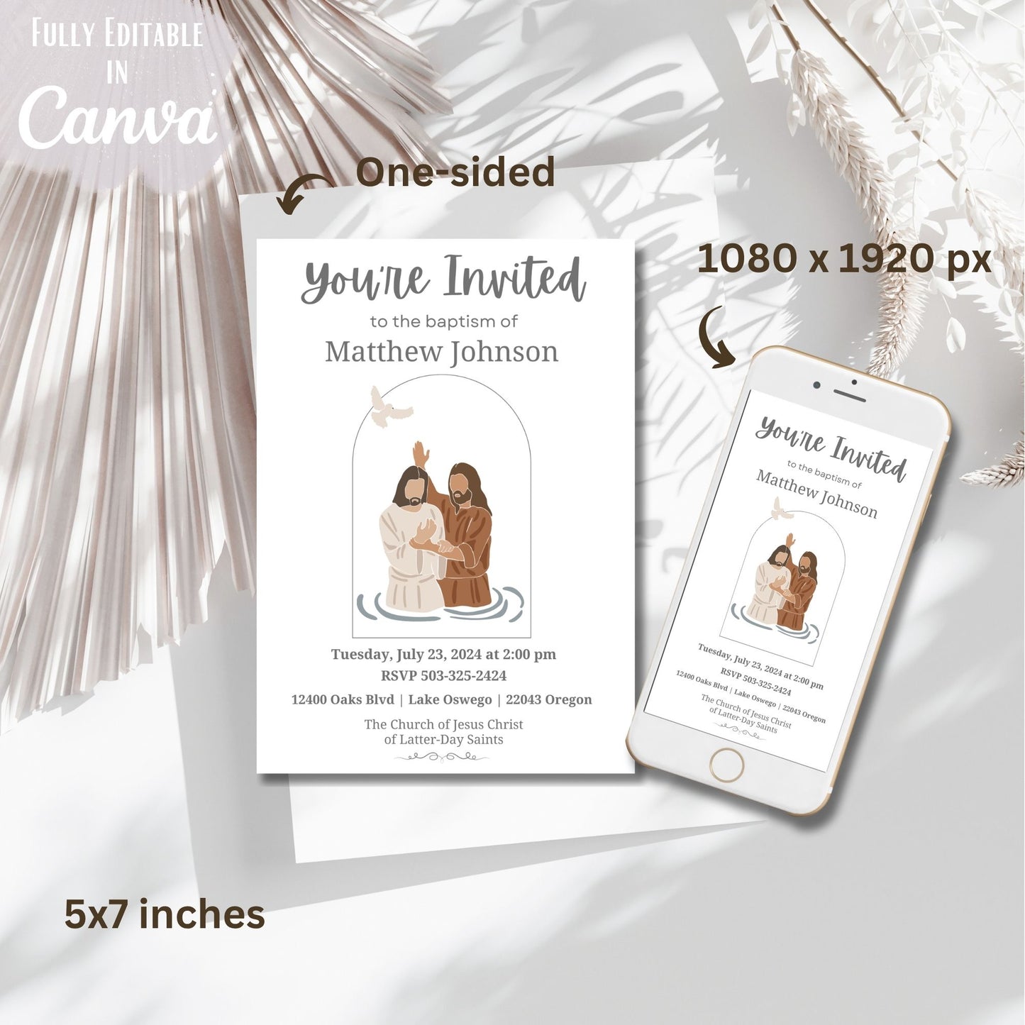 LDS Baptism Program Kit | Invitation, Program, Sign & Guest Note Cards
