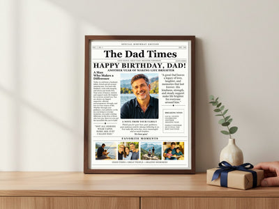 Birthday Newspaper Template for Dad | Editable Canva Gift