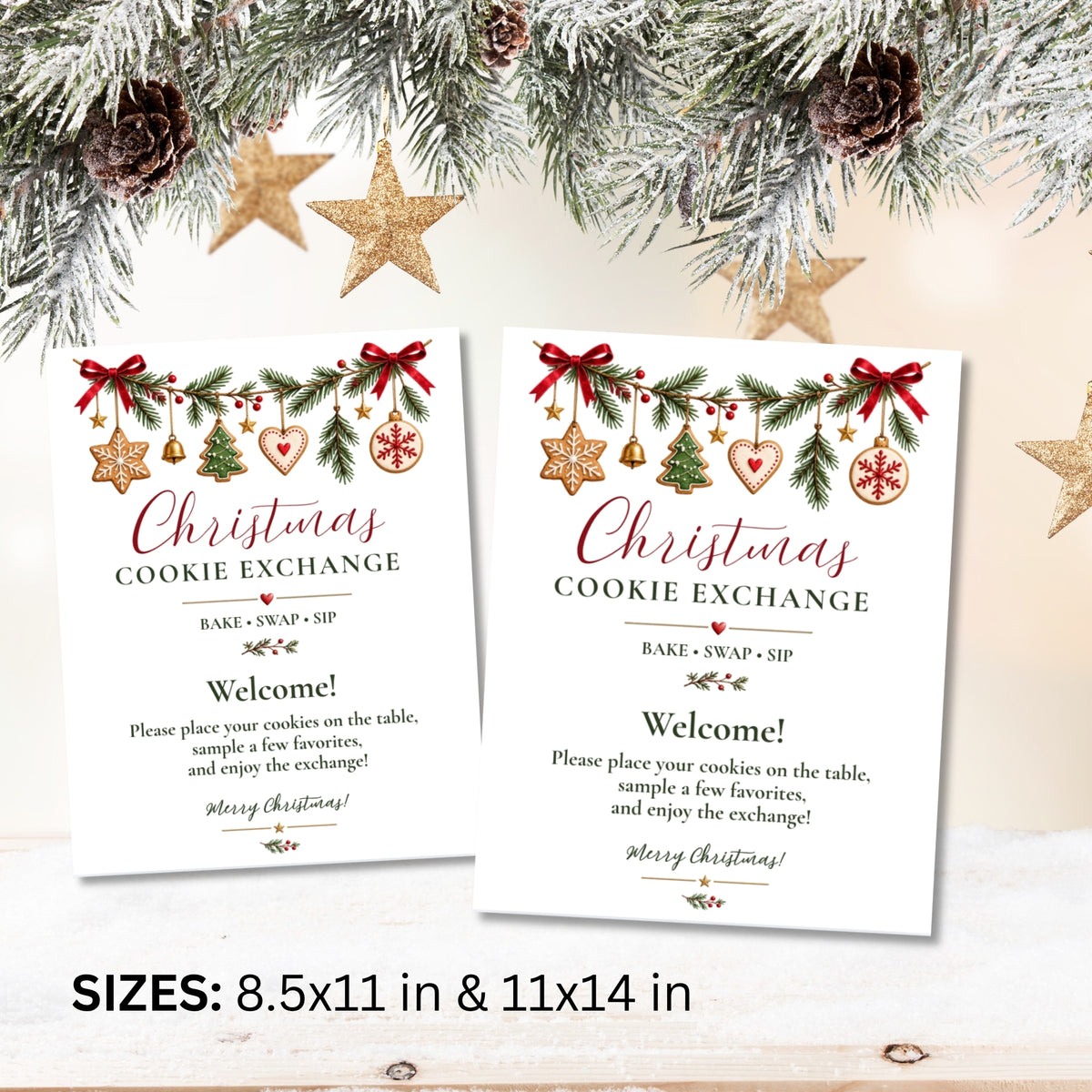 Christmas Cookie Exchange Sign | Editable Canva Printable