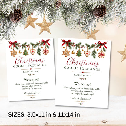 Christmas Cookie Exchange Sign | Editable Canva Printable
