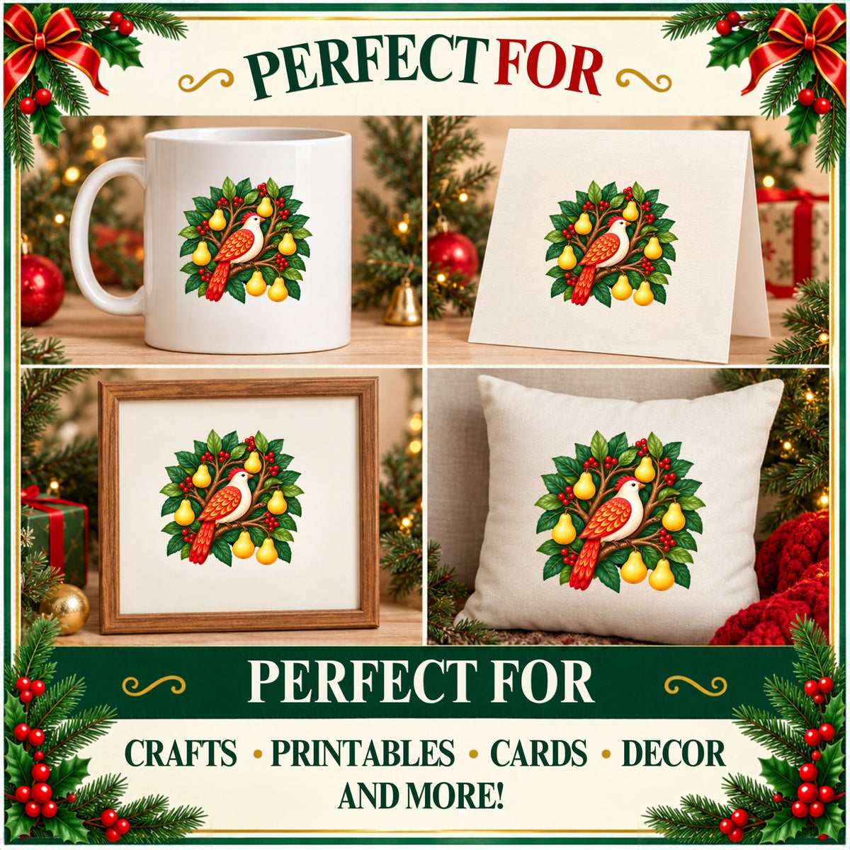 12 Days of Christmas Clipart – 12 Whimsical Transparent PNG Illustrations