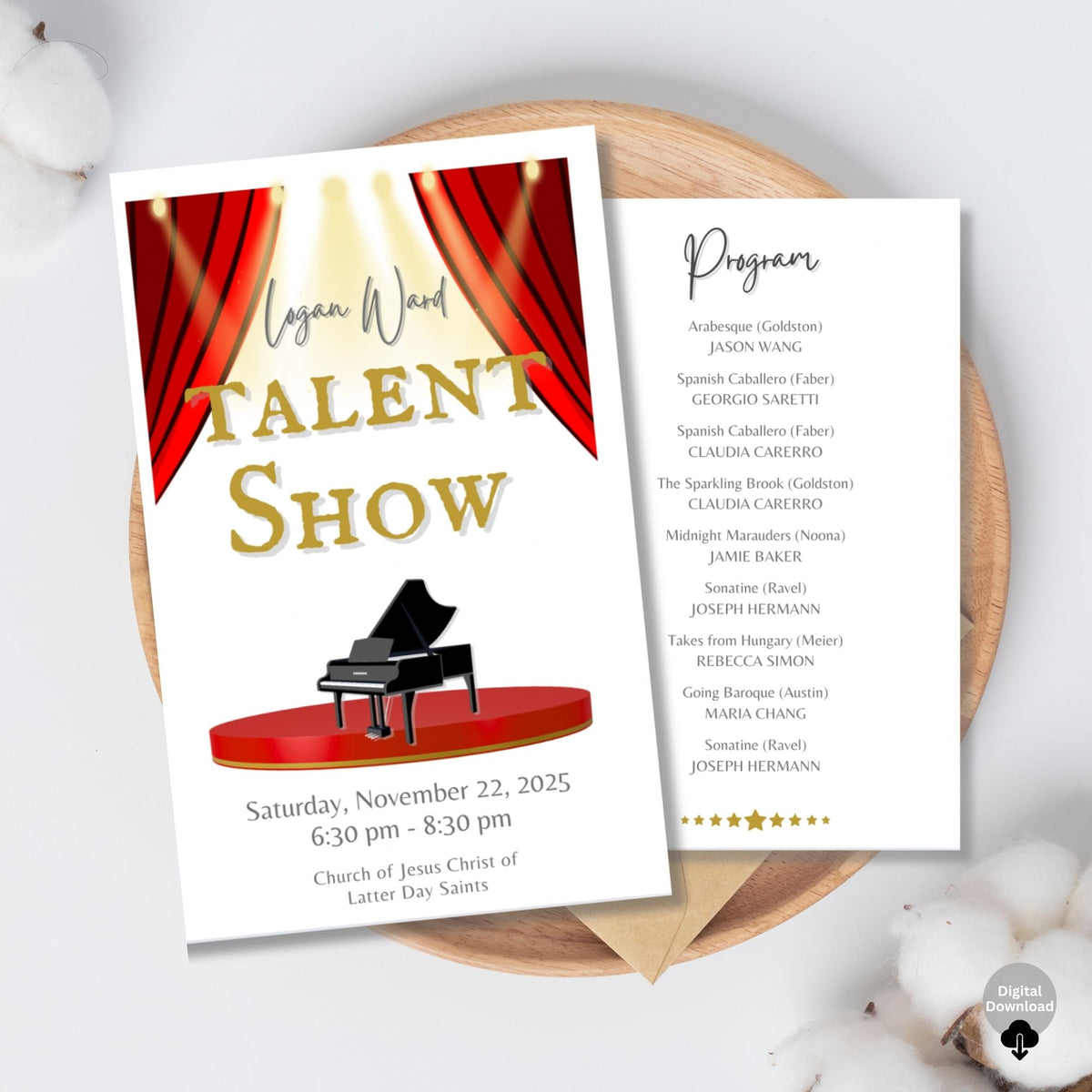 Editable LDS Talent Show Program Template | Canva Printable